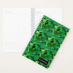 Leaves Of Tropical Palm Trees Add Your Name Planner