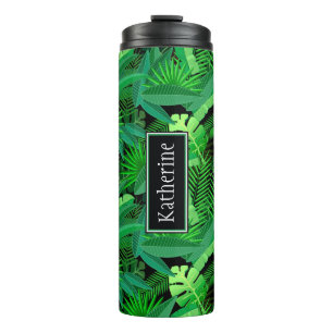 Leaves Of Tropical Palm Trees Add Your Name Thermal Tumbler