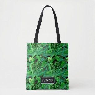 Leaves Of Tropical Palm Trees   Add Your Name Tote Bag