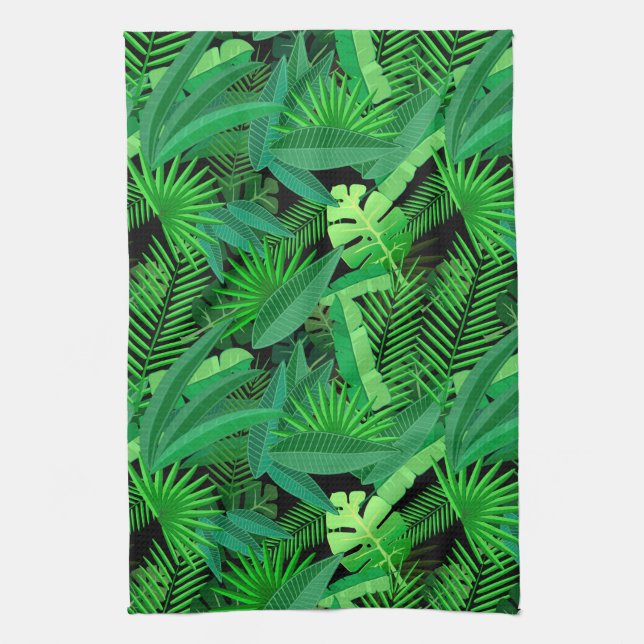 Leaves Of Tropical Palm Trees Tea Towel (Vertical)