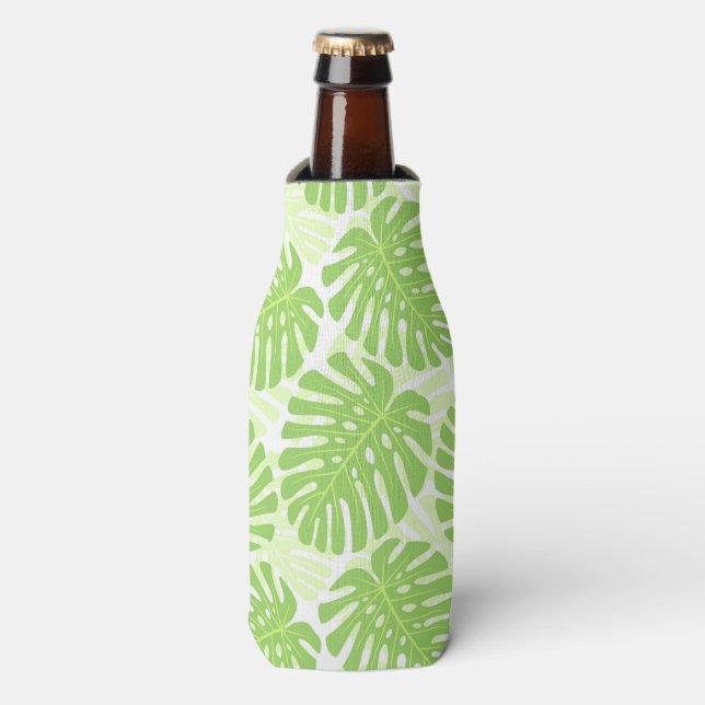 Leaves Of Tropical Plant - Monstera Pattern Bottle Cooler (Bottle Front)