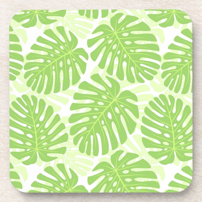 Leaves Of Tropical Plant - Monstera Pattern Coaster (Front)