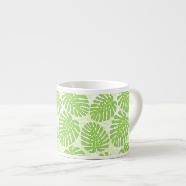 Leaves Of Tropical Plant - Monstera Pattern Espresso Cup (Front Right)