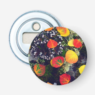 Leaves on a lichen covered rock, Rocky Mountains Bottle Opener