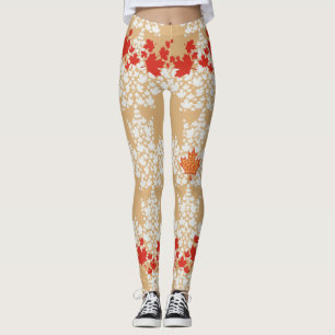 LEAVES ON LEAVES (CANADA FLAG) BY MASANSER LEGGINGS