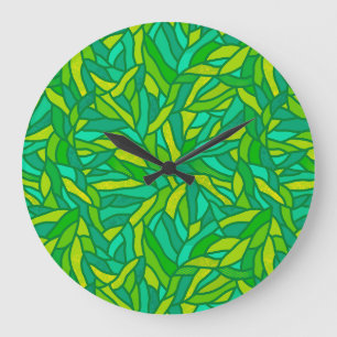 Leaves patchwork large clock