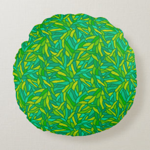 Leaves patchwork round cushion