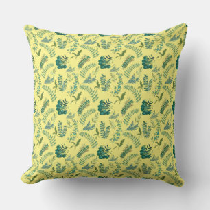 Leaves Pattern 10.bw LYellow BG Cushion