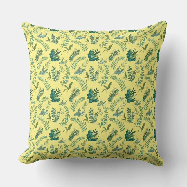 Leaves Pattern 10.bw LYellow BG Cushion (Front)