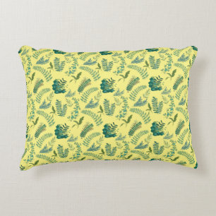 Leaves Pattern 10.bw LYellow BG Fleece Blanket Decorative Cushion