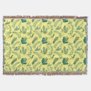 Leaves Pattern 10.bw LYellow BG Throw Blanket
