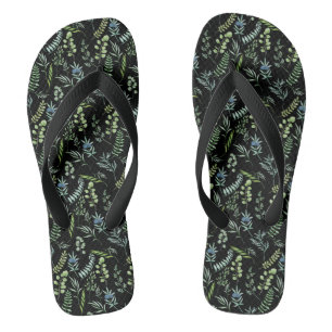 Leaves Pattern 11.bw Black BG Jandals