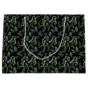 Leaves Pattern 11.bw Black BG Large Gift Bag