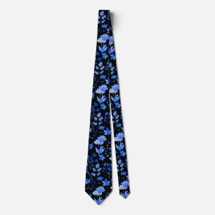 Leaves Pattern 12.bw Black BG Tie