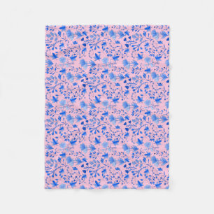 Leaves Pattern 12.bw LPink BG Fleece Blanket