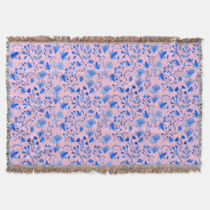Leaves Pattern 12.bw LPink BG Throw Blanket