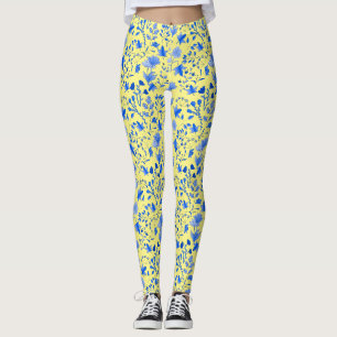Leaves Pattern 12.bw LYellow BG Leggings