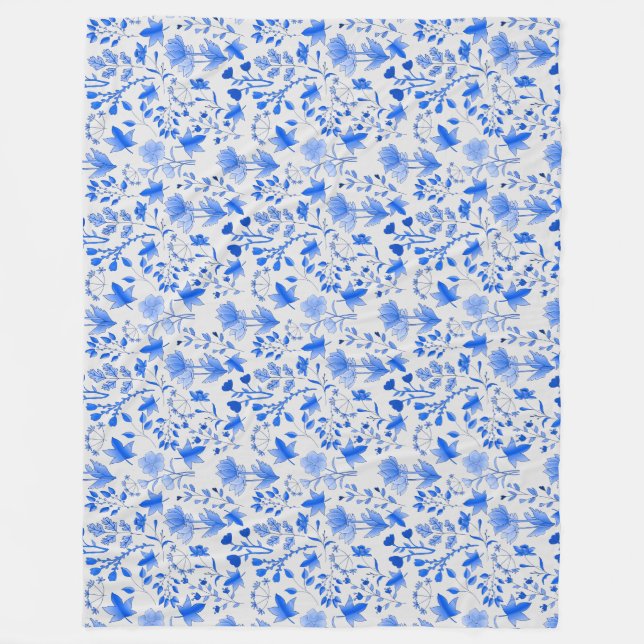 Leaves Pattern 12.bw offwhite BG Fleece Blanket (Front)