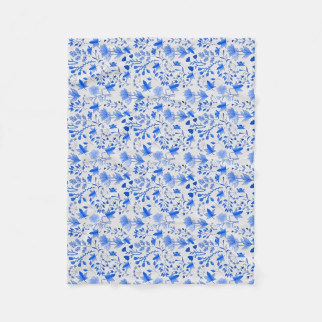 Leaves Pattern 12.bw offwhite BG Fleece Blanket (Front)
