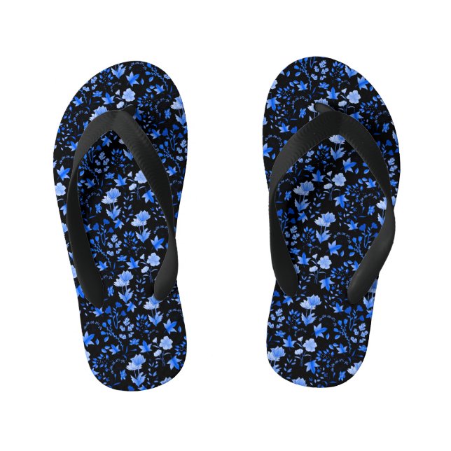 Leaves Pattern 12.bw offwhite BG Kid's Jandals (Footbed)