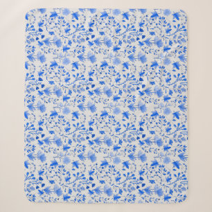 Leaves Pattern 12.bw offwhite BG Sherpa Blanket