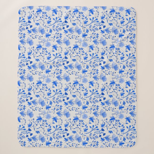 Leaves Pattern 12.bw offwhite BG Sherpa Blanket (Front)