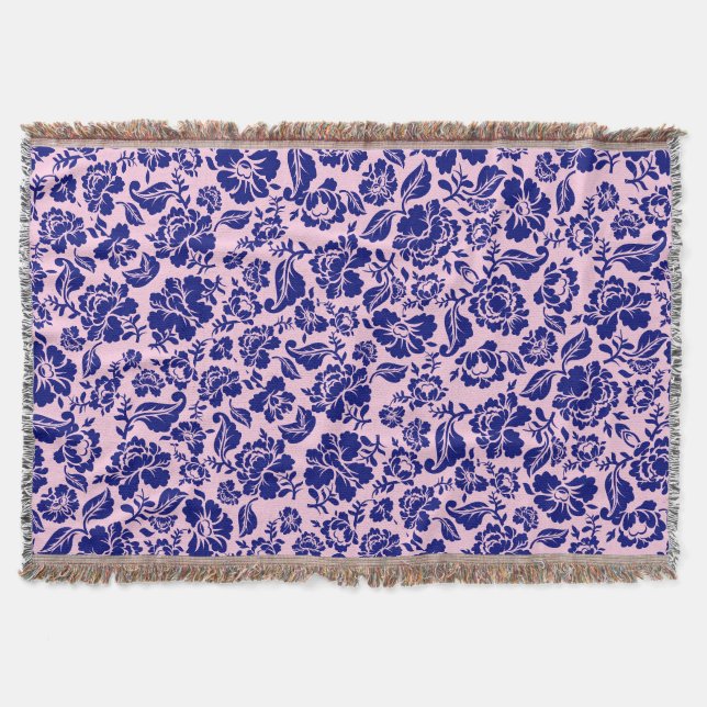 Leaves pattern.13.bw Lpink BG Throw Blanket (Front)