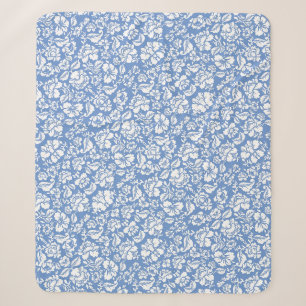 Leaves pattern 14b. lblue BG Sherpa Blanket