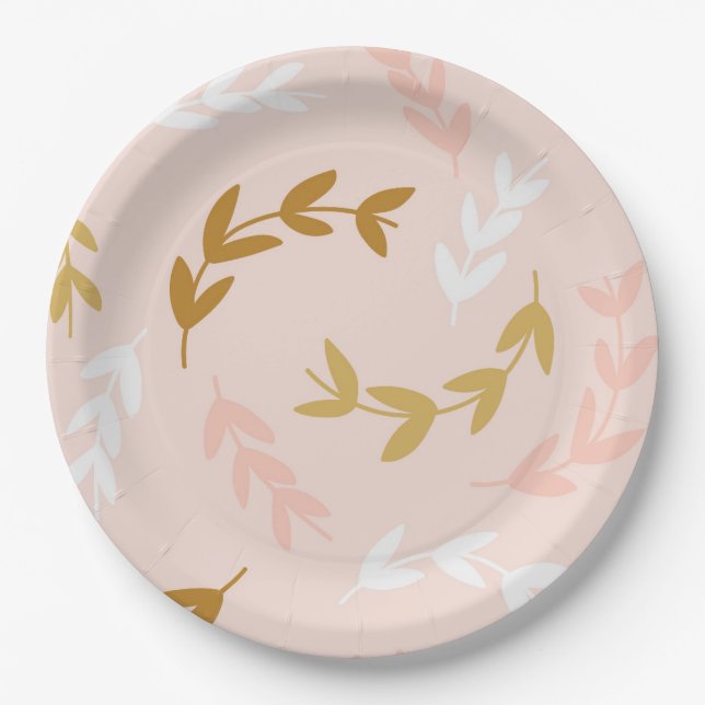 Leaves Pattern 4 Paper Plate (Front)