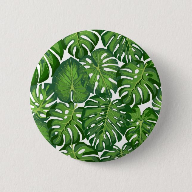 Leaves pattern 6 cm round badge (Front)