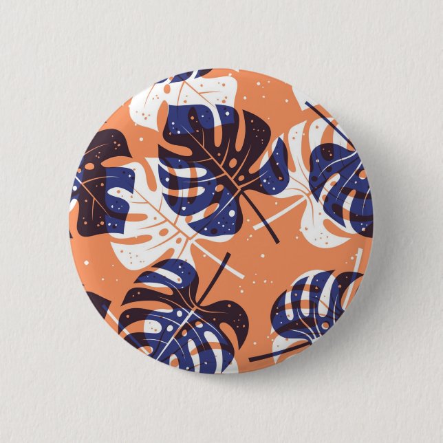 Leaves pattern 6 cm round badge (Front)