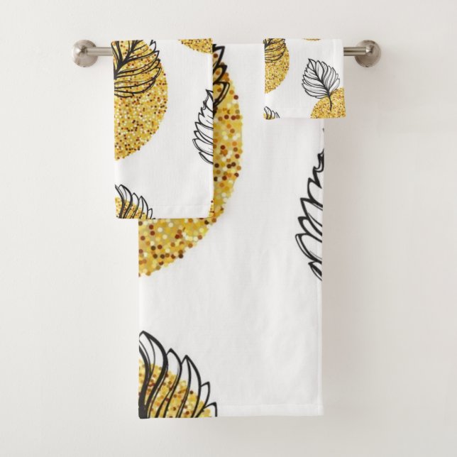 Leaves pattern bath towel set (Insitu)
