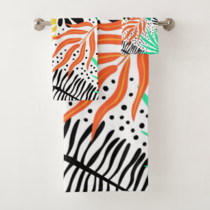 Leaves pattern bath towel set