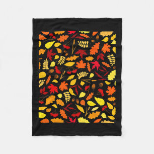 Leaves Pattern Fall Design Acorns Wheat Fleece Blanket