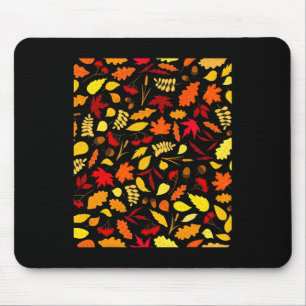 Leaves Pattern Fall Design Acorns Wheat Mouse Pad