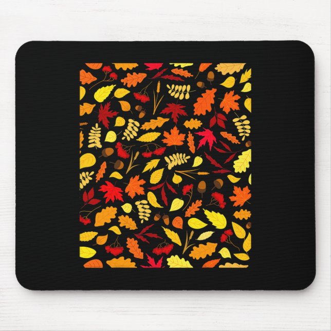 Leaves Pattern Fall Design Acorns Wheat  Mouse Pad (Front)