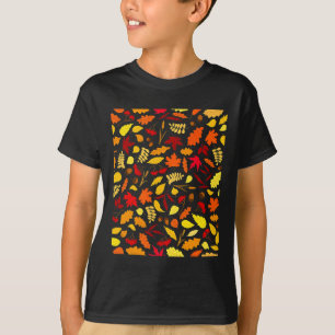 Leaves Pattern Fall Design Acorns Wheat  T-Shirt