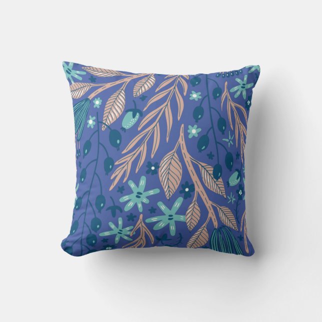Leaves pattern illustration cushion (Front)