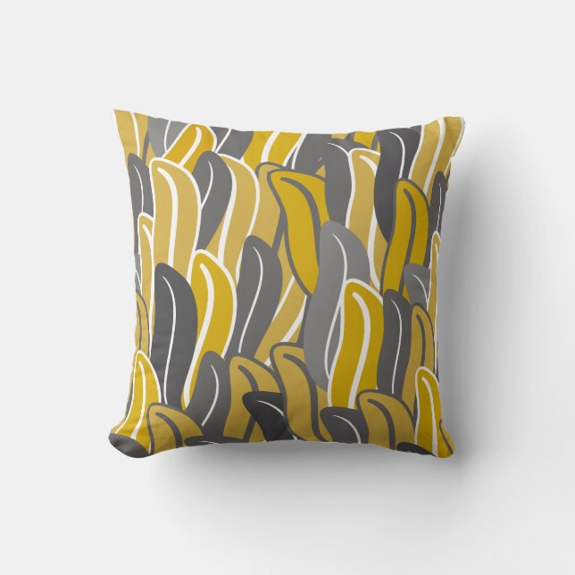 Leaves pattern Ochre Cushion (Front)
