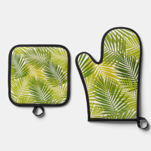 Leaves pattern oven mitt & pot holder set