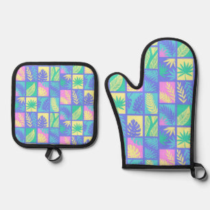 Leaves pattern oven mitt & pot holder set