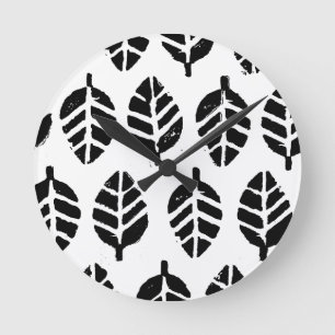 Leaves Pattern Potato Print Wall Clock