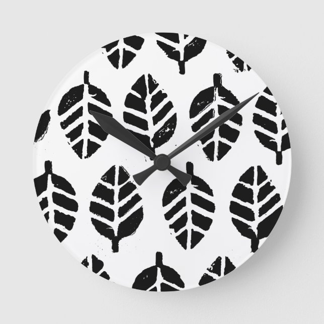 Leaves Pattern Potato Print Wall Clock (Front)