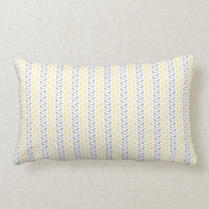 Leaves Pattern Yellow & Grey Lumbar Pillow