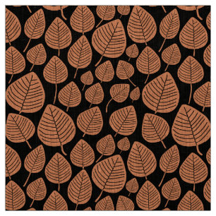 Leaves - Peach on Black Fabric