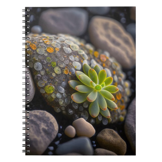 Leaves Pebbles Calm Tranquil Nature Peaceful River Notebook (Front)