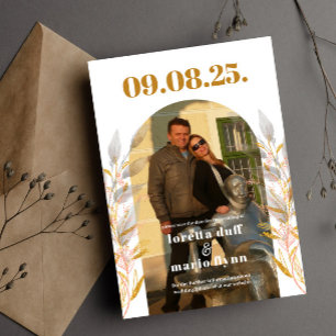 Leaves Photo Arch Save the date Invitation