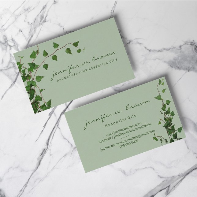 leaves photo floral green eucalyptus business card (leaves photo floral green eucalyptus business card)