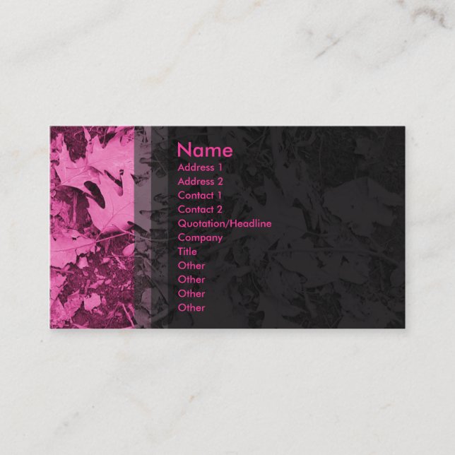 Leaves - Pink Business Card (Front)