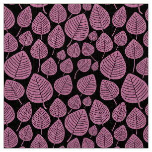 Leaves - Pink on Black Fabric